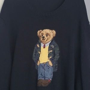 Polo Ralph Lauren Polo Bear Cotton-Linen Sweater Navy Blue Big & Tall 4XLT